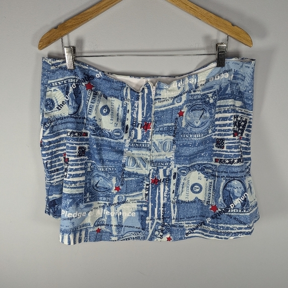 Vintage Rag cotton united states currency dollar bill patriot skirt woman's 24 - Picture 4 of 7